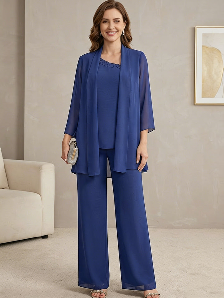 Robes de Mère de la Mariée,Tailleur-pantalon en mousseline à paillettes