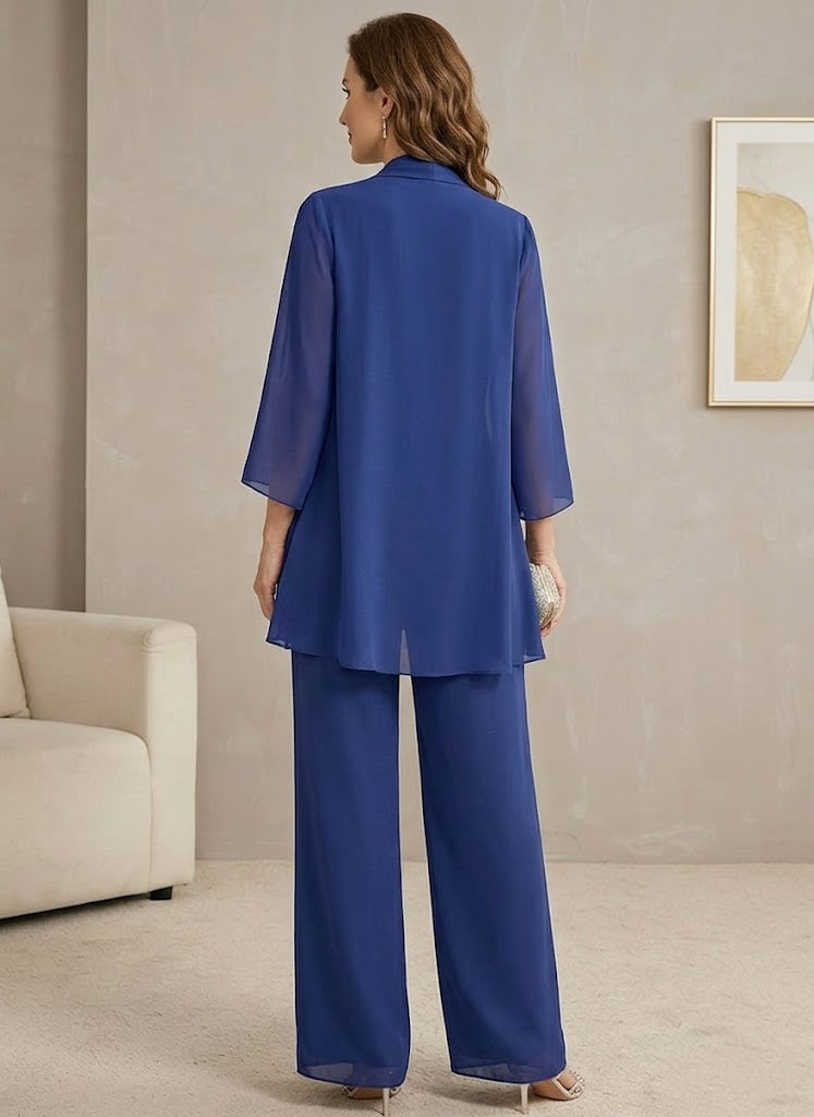 Robes de Mère de la Mariée,Tailleur-pantalon en mousseline à paillettes