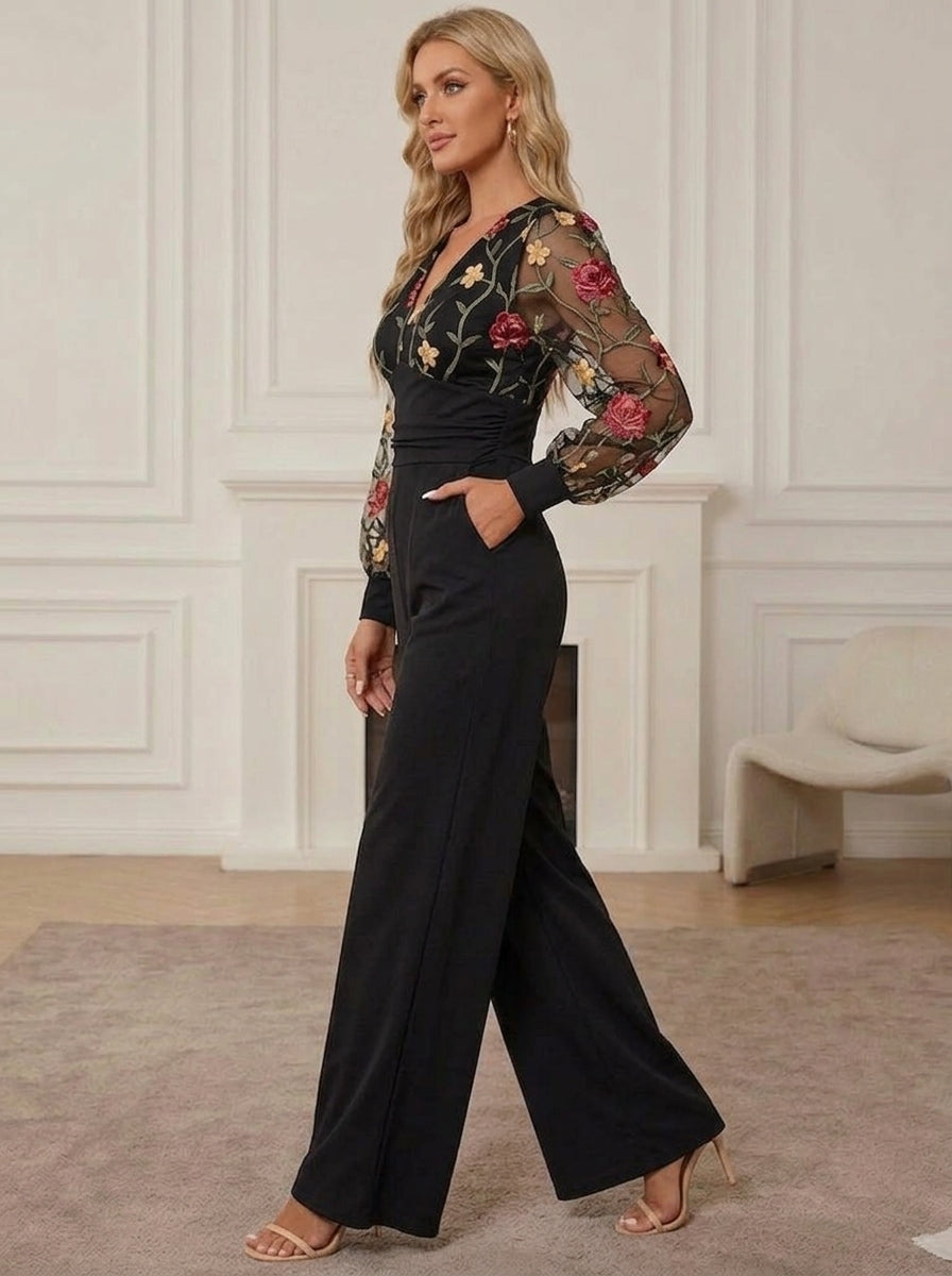 Robes de Mère de la Mariée,Combinaison longue en dentelle noire