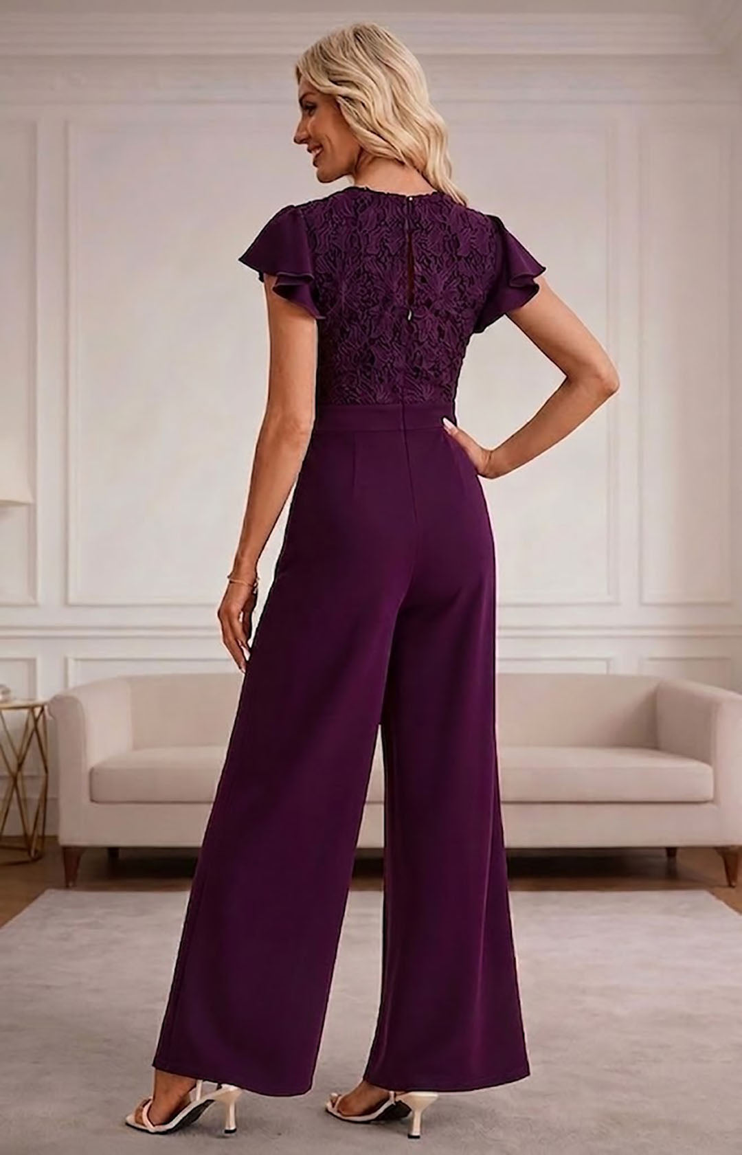Combinaison dentelle violette longue