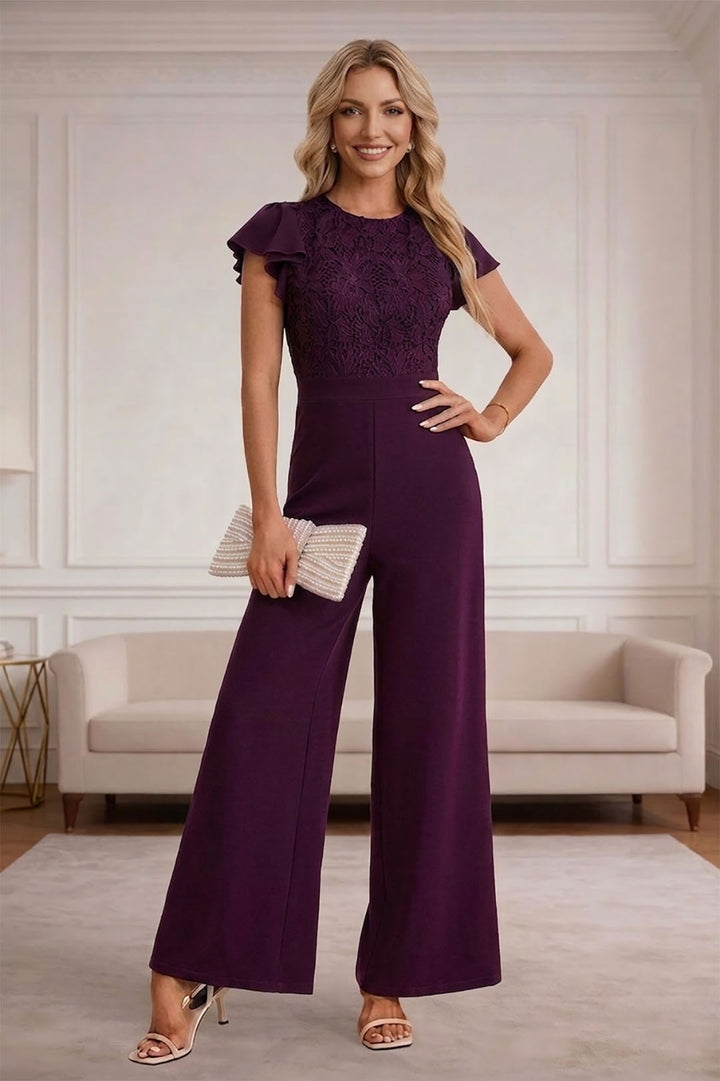 Combinaison dentelle violette longue