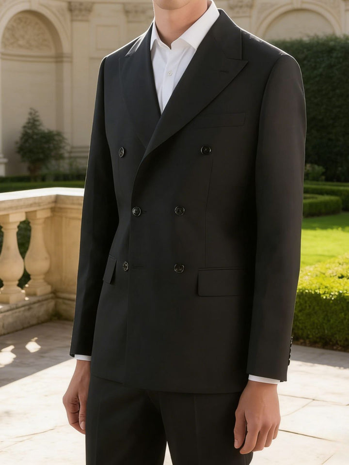 Costume 2 pièces noir croisé
