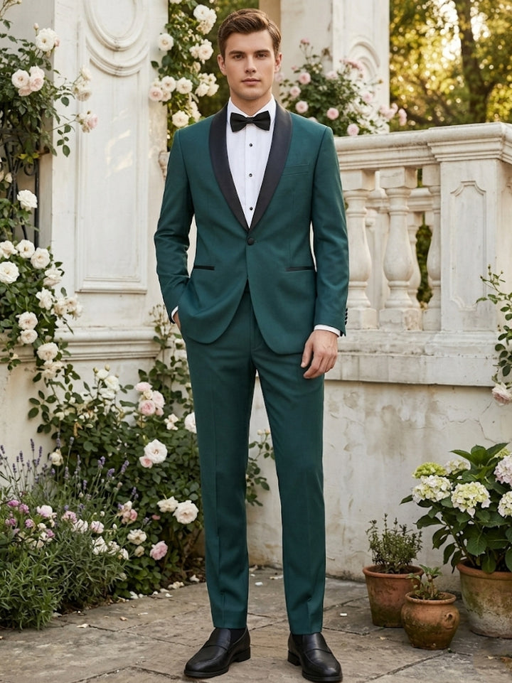 Veste homme de costume, 2 pièces, stretch et anti-rides, vert foncé