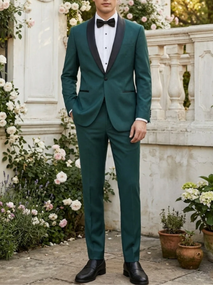 Veste homme de costume, 2 pièces, stretch et anti-rides, vert foncé