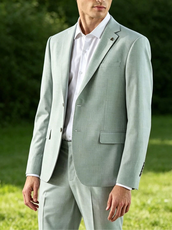 Costume homme 2 pièces, vert clair à 2 boutons