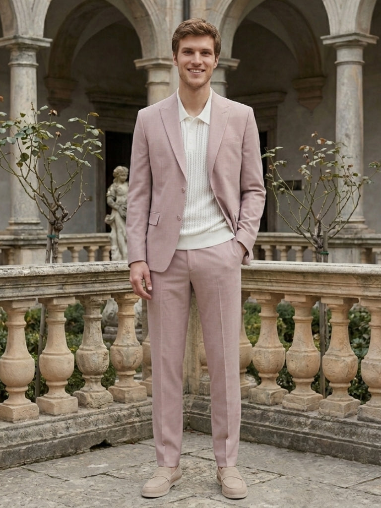 Costume homme 2 pièces rose pâle confort bi-stretch