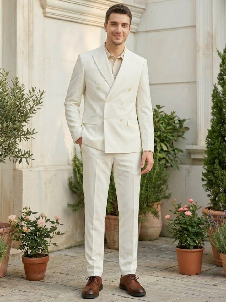 Costume homme 2 pièces blanc croisé confort
