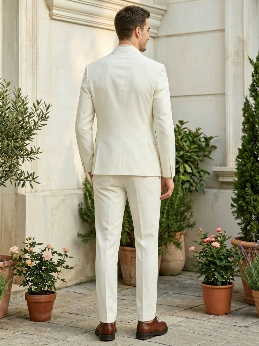 Costume homme 2 pièces blanc croisé confort