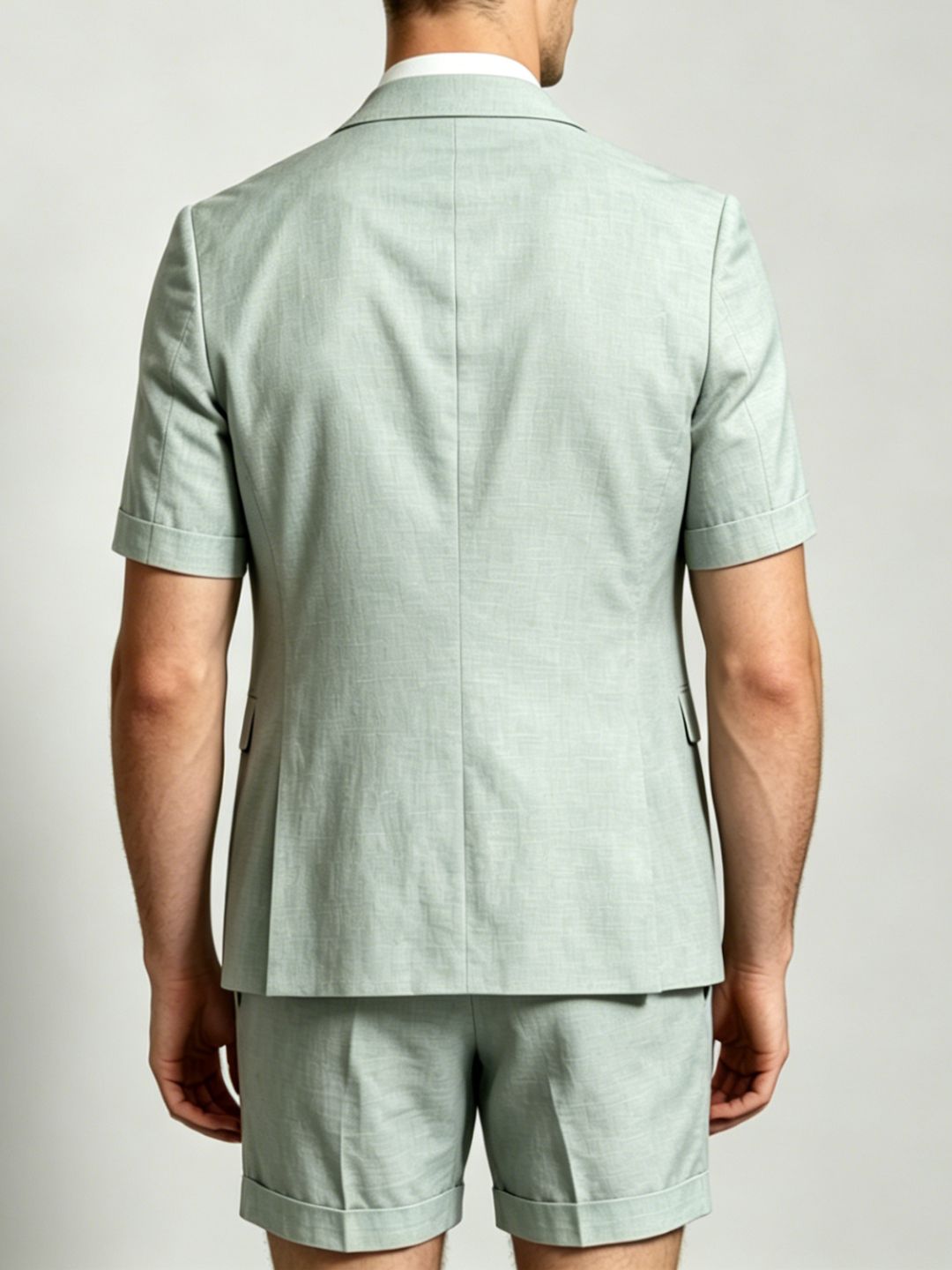 Costume 2 pièces en lin vert menthe gris