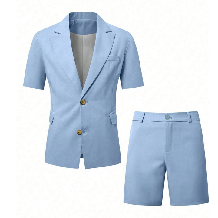 Costume 2 pièces en lin bleu clair