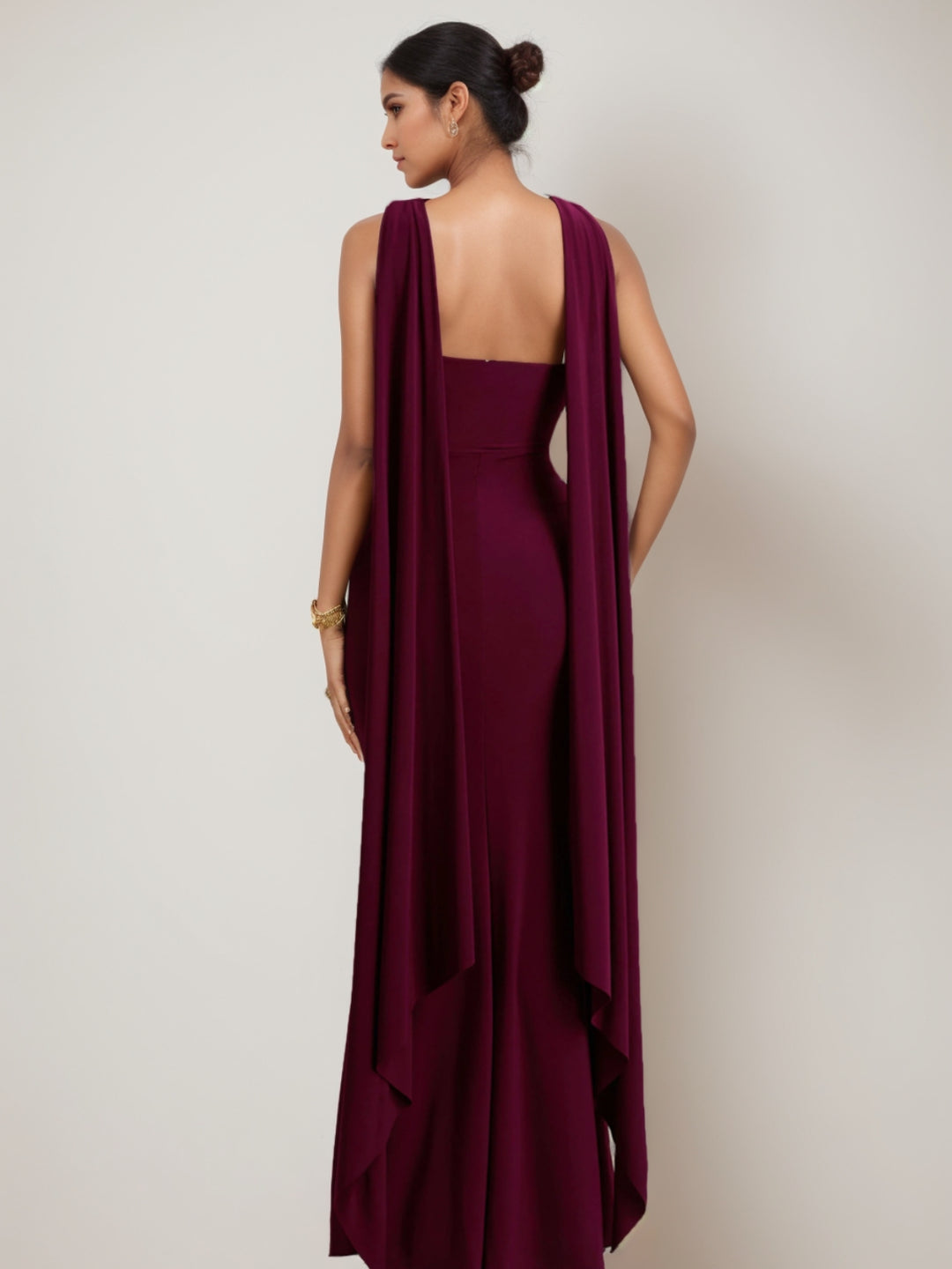 Trompette/Sirène Robe de Soirée Décolleté en cœur Sans Manches avec Foulard