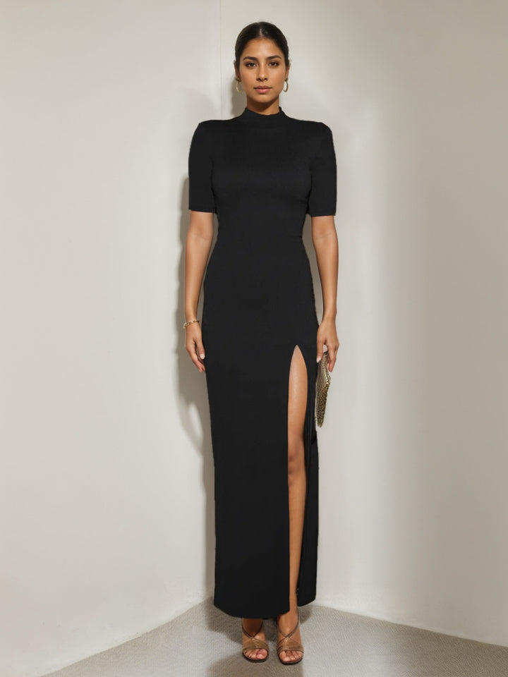 Trompette/Sirène Robe de Soirée avec Fente Haute Col Haut 1/2 Manches