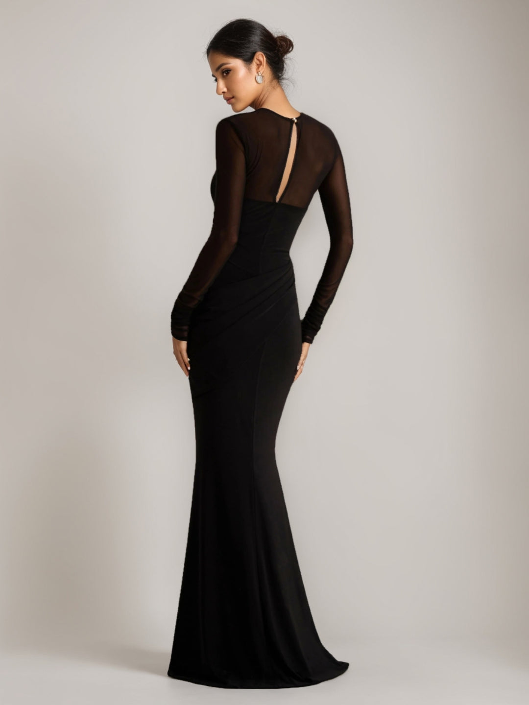 Trompette/Sirène Robe de Soirée Manches Longues avec Plis