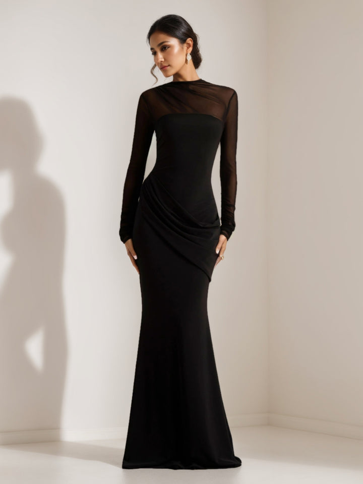 Trompette/Sirène Robe de Soirée Manches Longues avec Plis