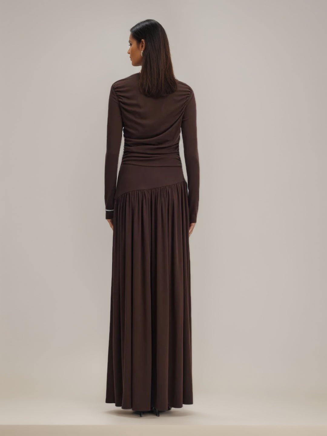 Gaine/Colonne Robe de Soirée en Maille à Volants Manches Longues