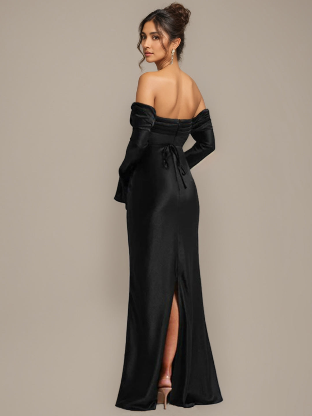 Trompette/Sirène Robe Cintrée Décolleté épaules dénudées avec plis torsadés