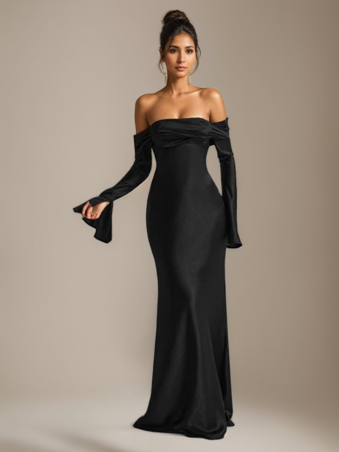 Trompette/Sirène Robe Cintrée Décolleté épaules dénudées avec plis torsadés