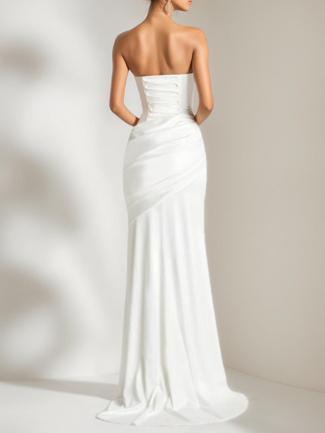 Trompette/Sirène Robe longue Décolleté avec Bustier et Laçage dans le Dos