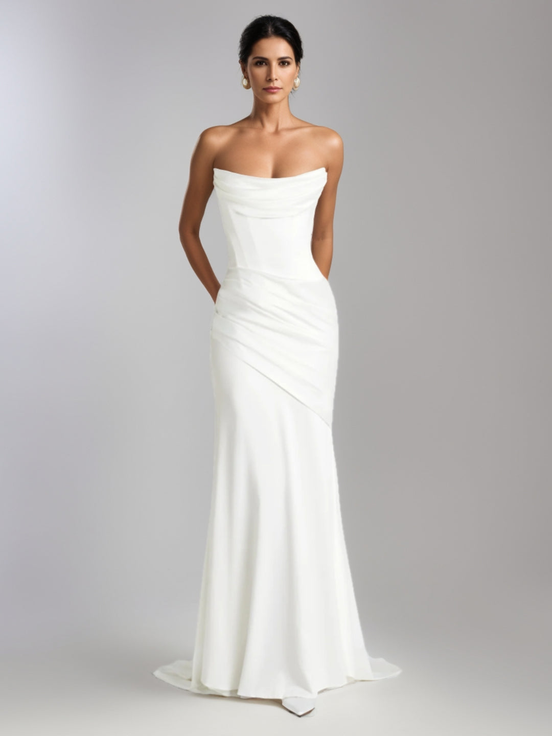 Trompette/Sirène Robe longue Décolleté avec Bustier et Laçage dans le Dos