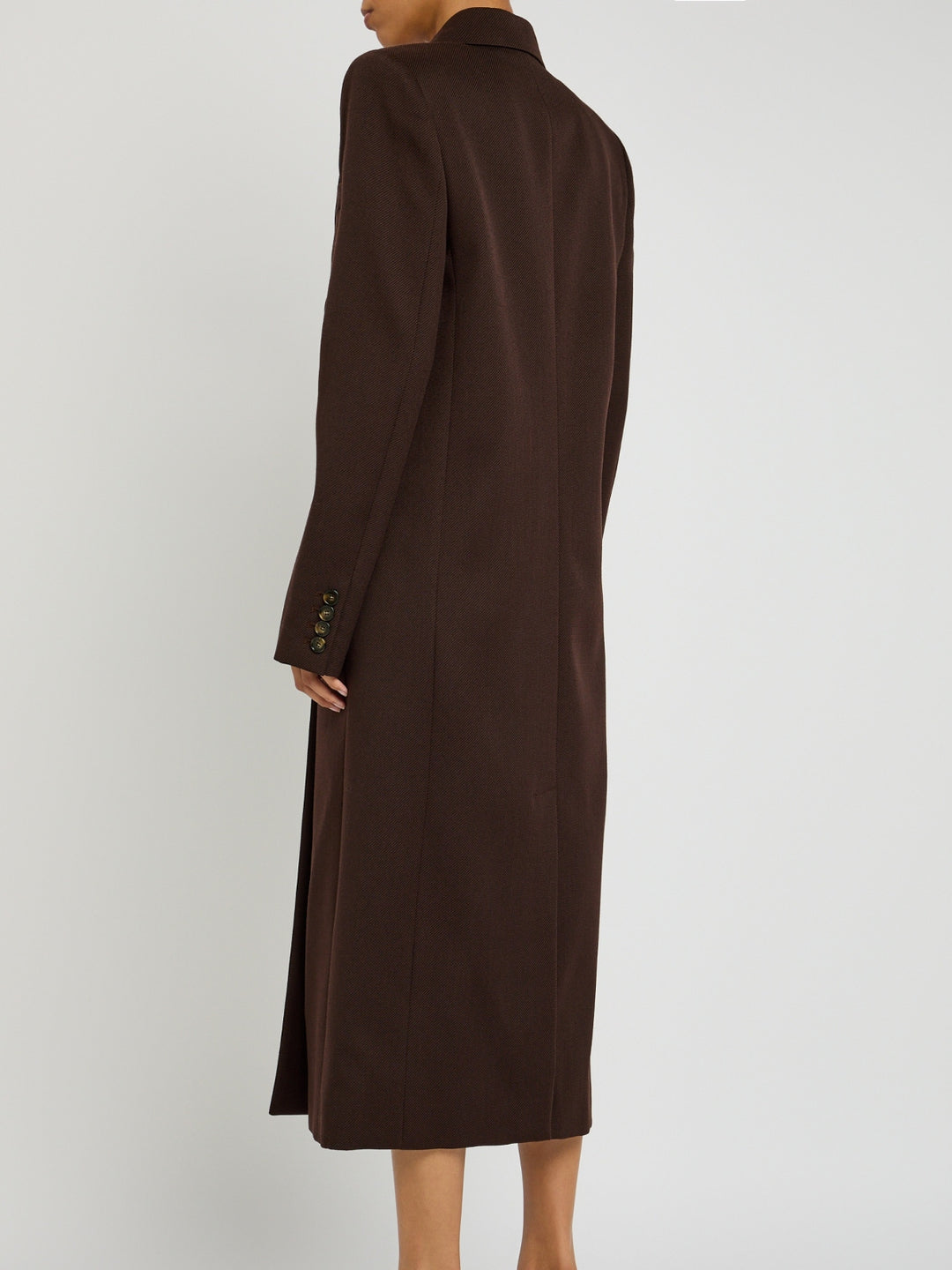 Manteau croisé en sergé à col en V et boutons aux poignets