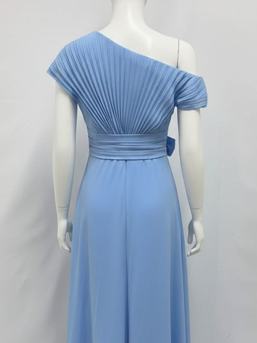 Robe Mère de la Mariée, Ligne A/Princesse, Hors de l'épaule, Crêpe Élastique, Manches Courtes, Plissé, Longueur de la Cheville