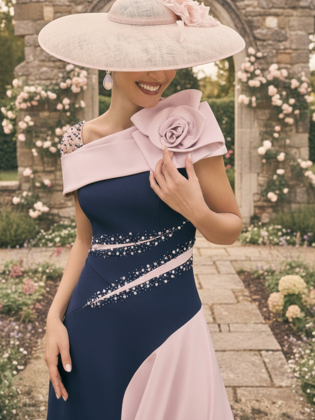 Robes pour Mère de la Mariée, Ligne A/Princesse, Longueur Cheville, Asymétriques, avec Fleurs 3D