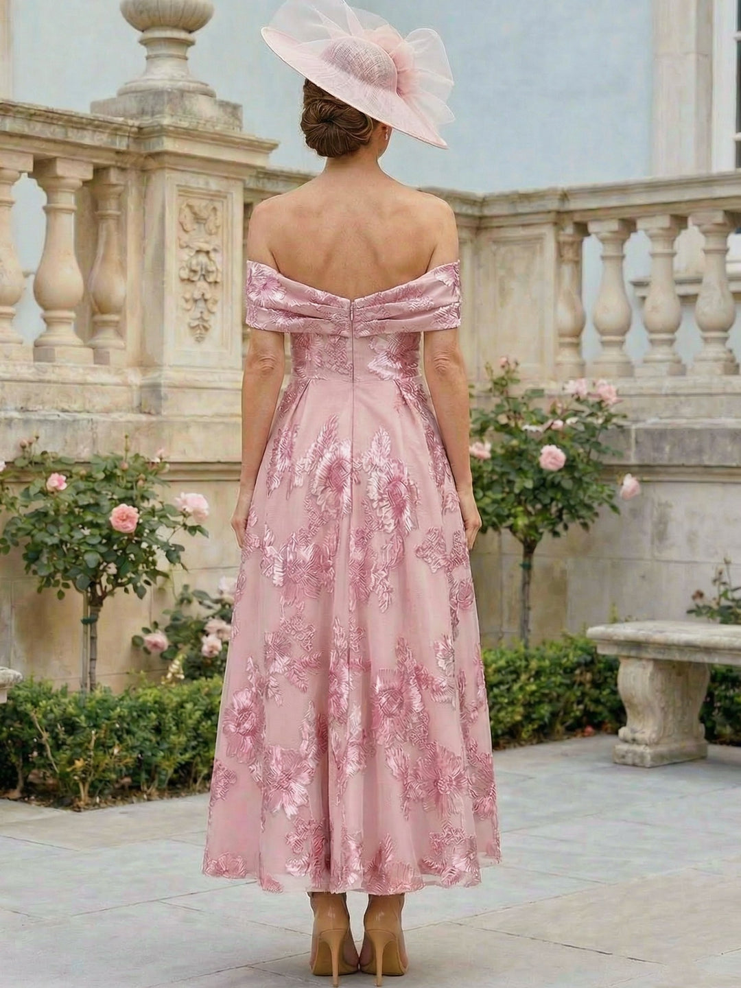 Ligne A/Princesse, Hors de l'Épaul, pour mère de la mariée, longueur de la Cheville,Sans manches, Floral