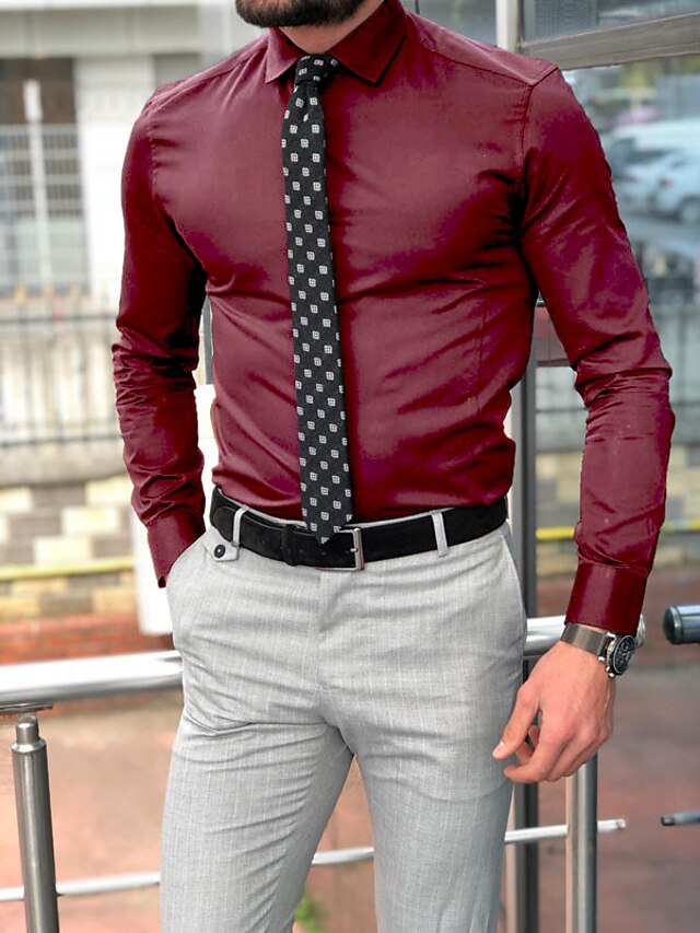 Chemise à Manches Longues en Polyester à Coupe Standard pour Homme