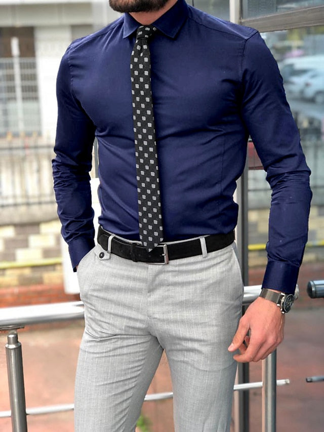 Chemise à Manches Longues en Polyester à Coupe Standard pour Homme