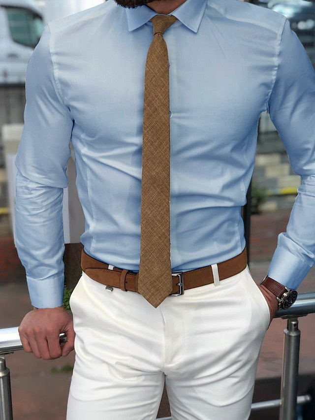 Chemise à Manches Longues en Polyester à Coupe Standard pour Homme