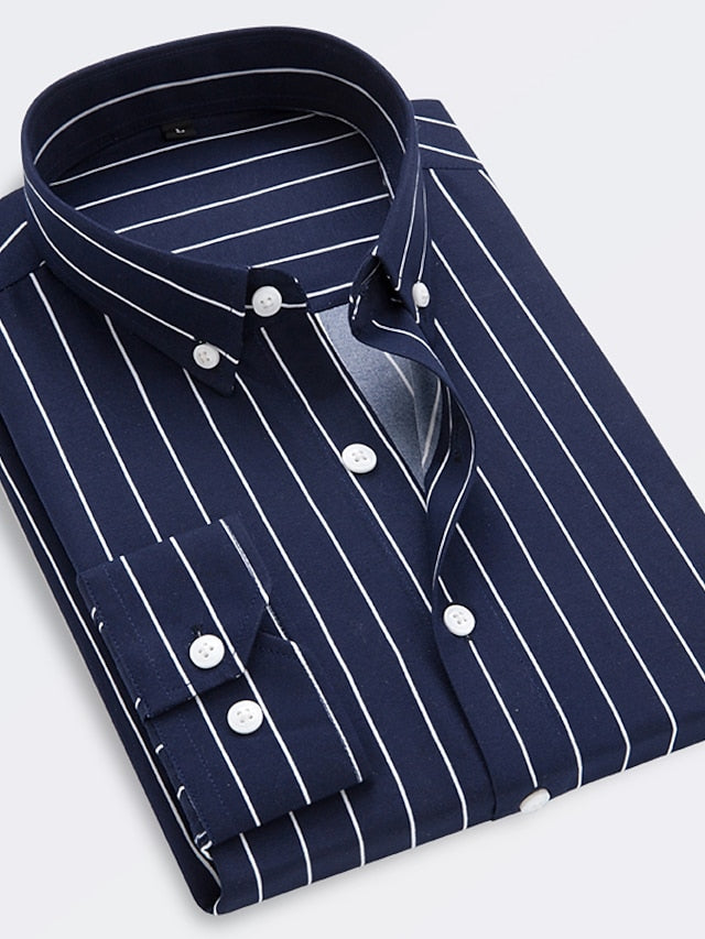 Chemise Rayée à Manches Longues et Coupe Standard pour Homme