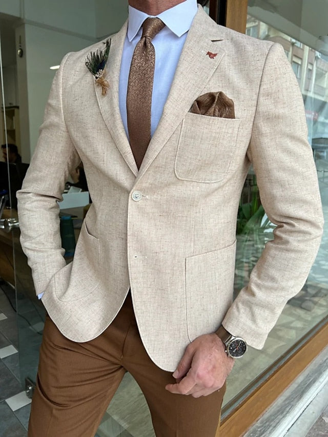 Veste Blazer à Un Bouton et Coupe Ajustée pour Homme