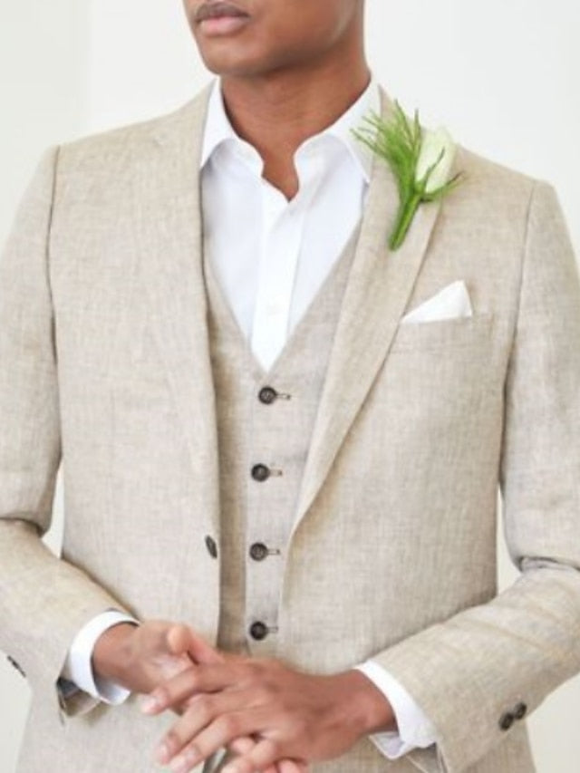 Costumes de Mariage 3 Pièces pour Hommes, Coupe Ajustée, Simple Boutonnage, Deux Boutons