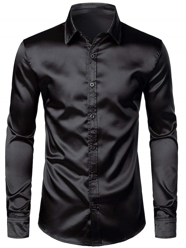Chemise Décontractée en Polyester à Manches Longues pour Hommes, Couleur Unie