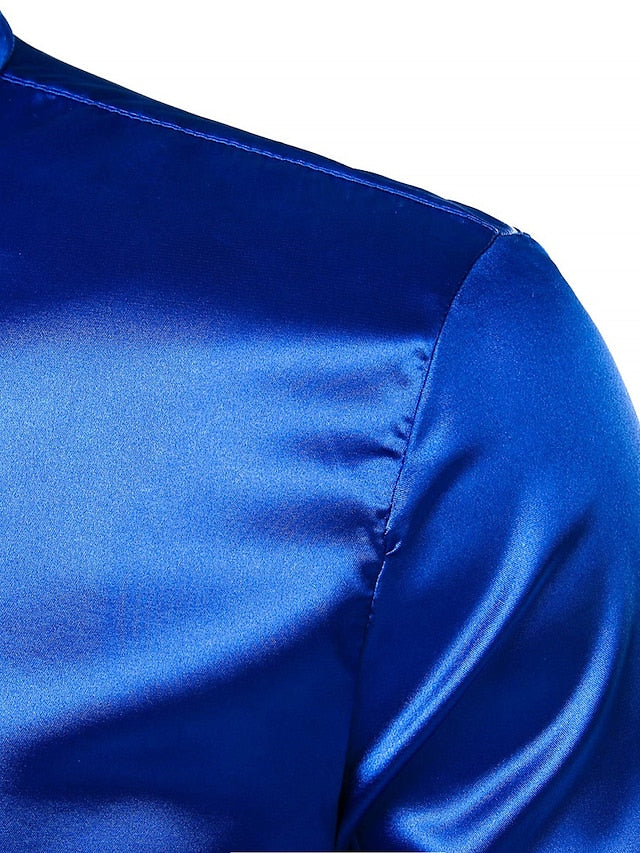 Chemise Décontractée en Polyester à Manches Longues pour Hommes, Couleur Unie