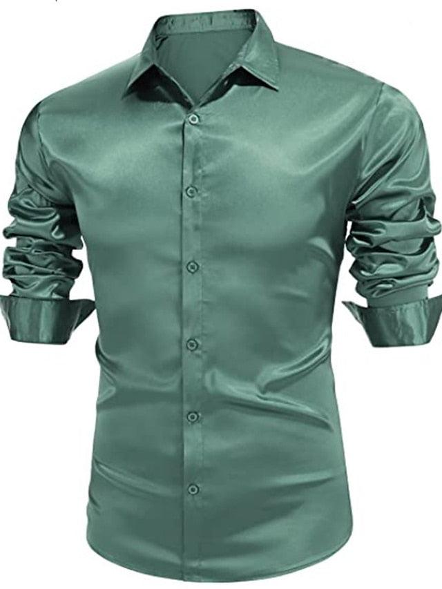 Chemise Décontractée en Polyester à Manches Longues pour Hommes, Couleur Unie