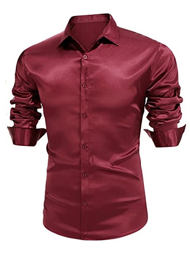 Chemise Décontractée en Polyester à Manches Longues pour Hommes, Couleur Unie