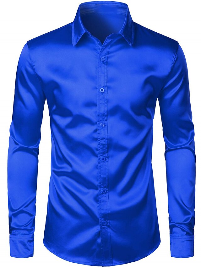 Chemise Décontractée en Polyester à Manches Longues pour Hommes, Couleur Unie