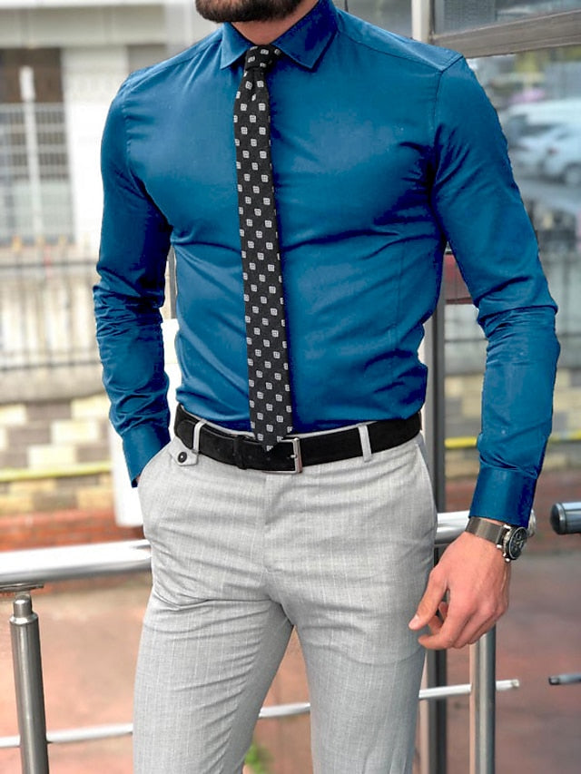 Chemise à Manches Longues en Polyester à Coupe Standard pour Homme