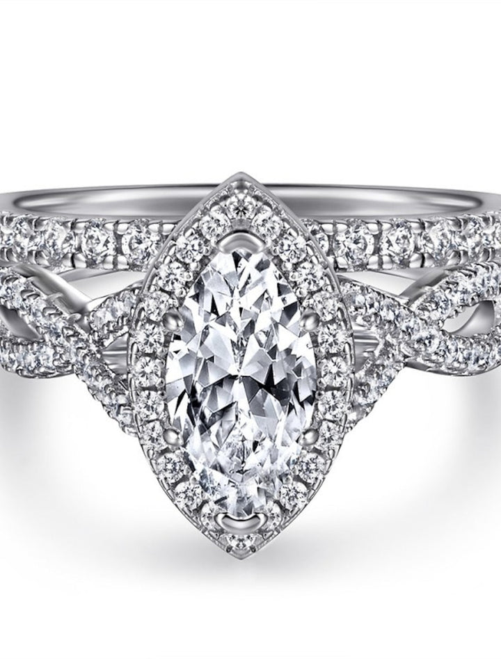 Alliance Mariage Classique Argent S925 Argent Sterling Précieux Élégant Simple