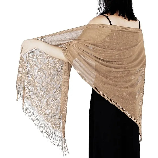 Écharpe de Mariée Vintage Élégante Sans Manches en Polyester avec Dentelle pour Mariage