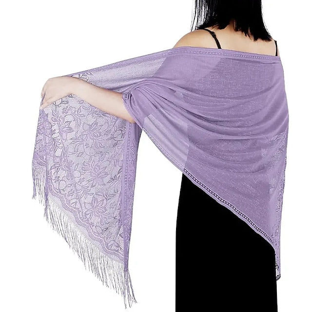 Écharpe de Mariée Vintage Élégante Sans Manches en Polyester avec Dentelle pour Mariage