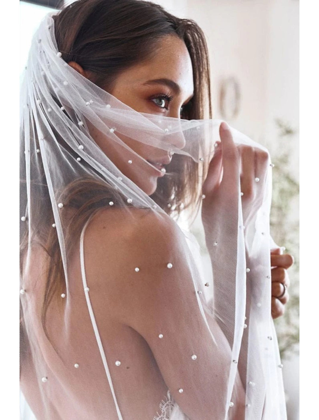 Voile de Mariée Cathédrale à Un Niveau de Style Vintage / Perles avec Fausse Perle 110,24 Po (280 Cm) Tulle