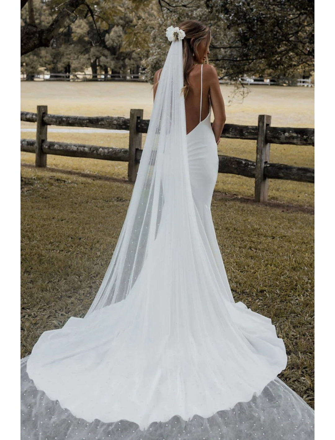 Voile de Mariée Cathédrale à Un Niveau de Style Vintage / Perles avec Fausse Perle 110,24 Po (280 Cm) Tulle