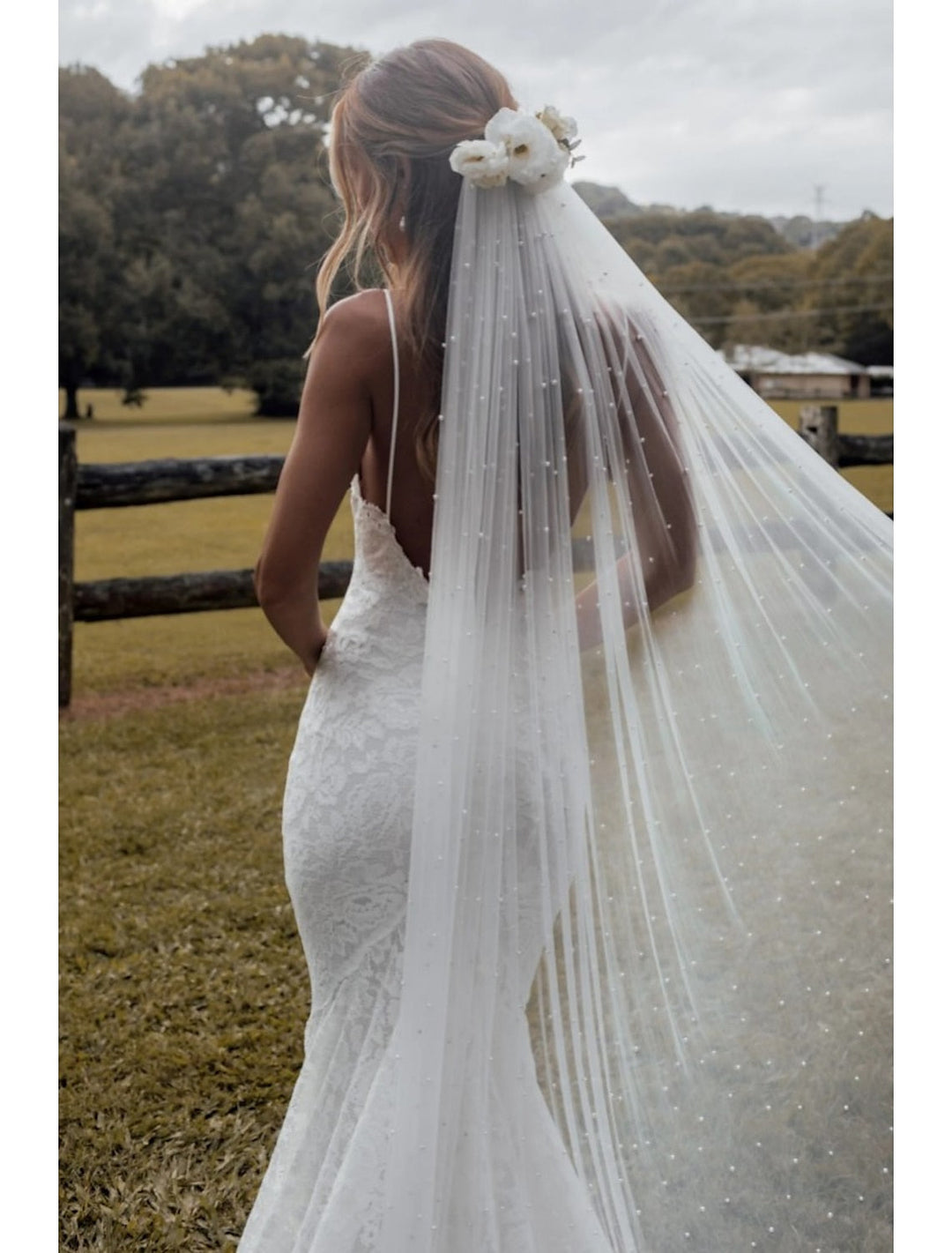 Voile de Mariée Cathédrale à Un Niveau de Style Vintage / Perles avec Fausse Perle 110,24 Po (280 Cm) Tulle