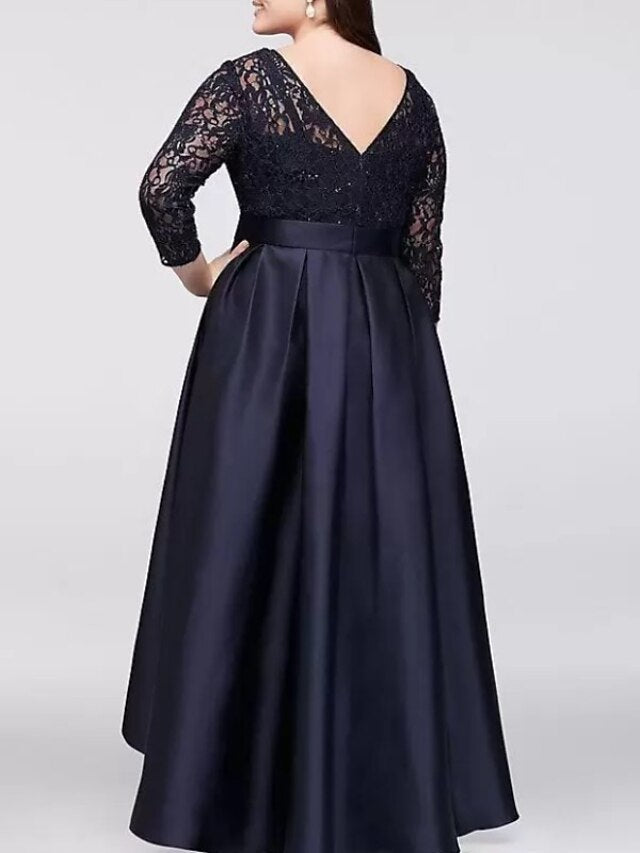 Robes de Mère de la Mariée Asymétriques Grande Taille, Coupe A-Line/Princess, Décolleté en V