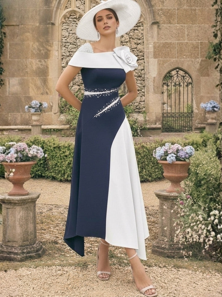 Robes pour Mère de la Mariée, Ligne A/Princesse, Longueur Cheville, Asymétriques, avec Fleurs 3D