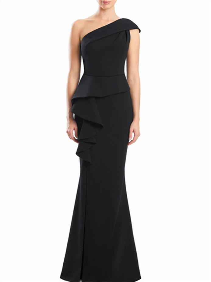 Robes de Mère de la Mariée Trompette/Sirène à Une Épaule et Longueur Au Sol