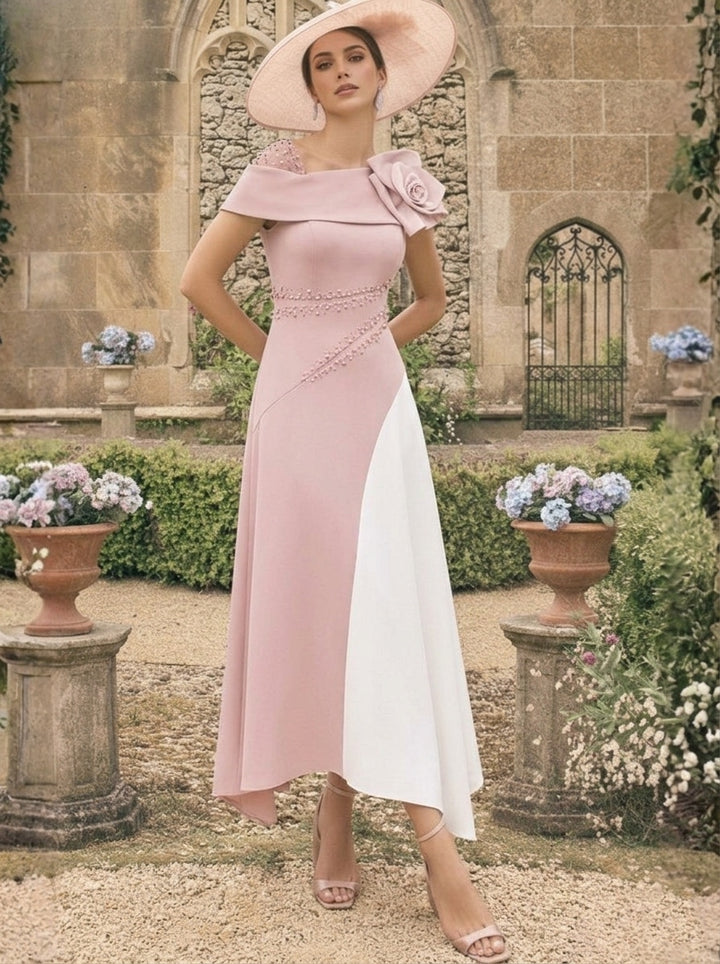 Robes pour Mère de la Mariée, Ligne A/Princesse, Longueur Cheville, Asymétriques, avec Fleurs 3D