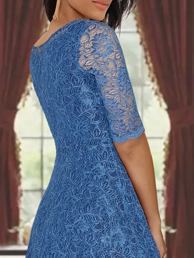 Robe de Mère de la Mariée Coupe A-Line/Princess à Manches Mi-Longues et Décolleté Plongeant avec Appliques et châle